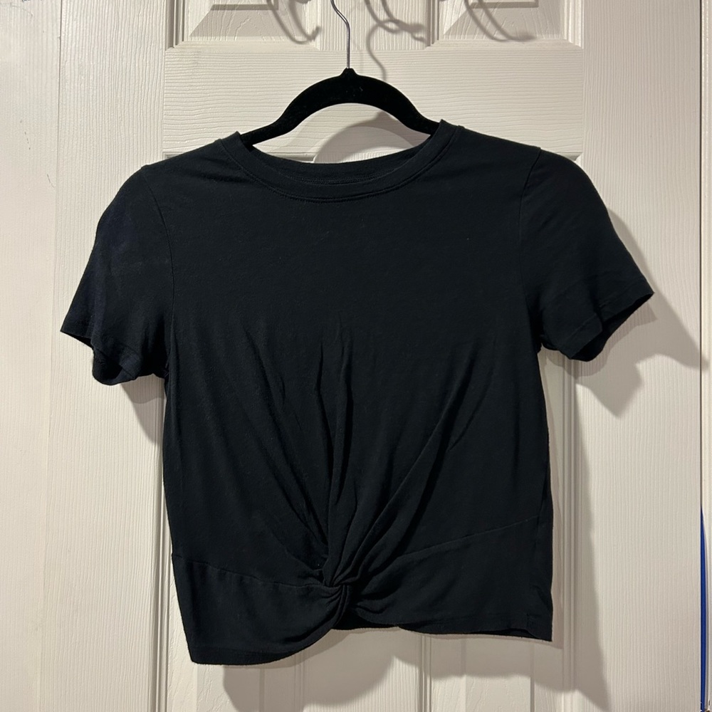 black front-knot crop top